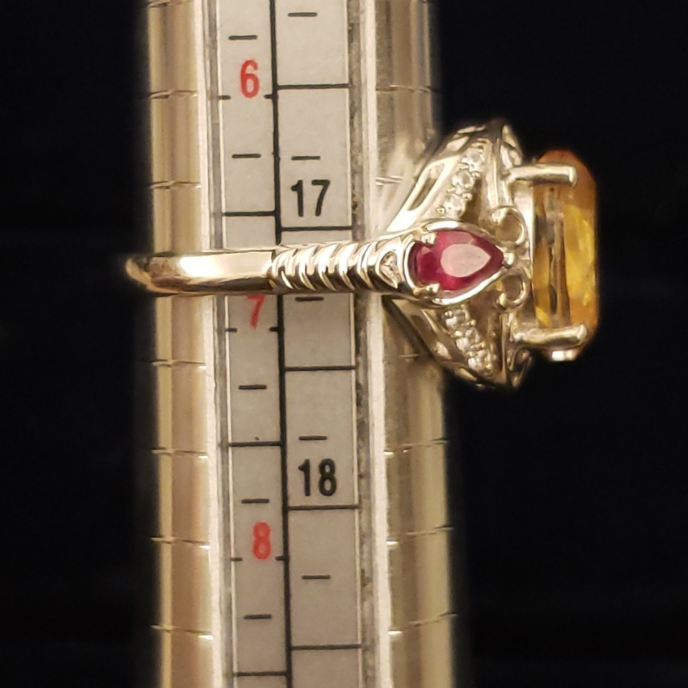 Citrine and ruby ring - Picture 4 of 5